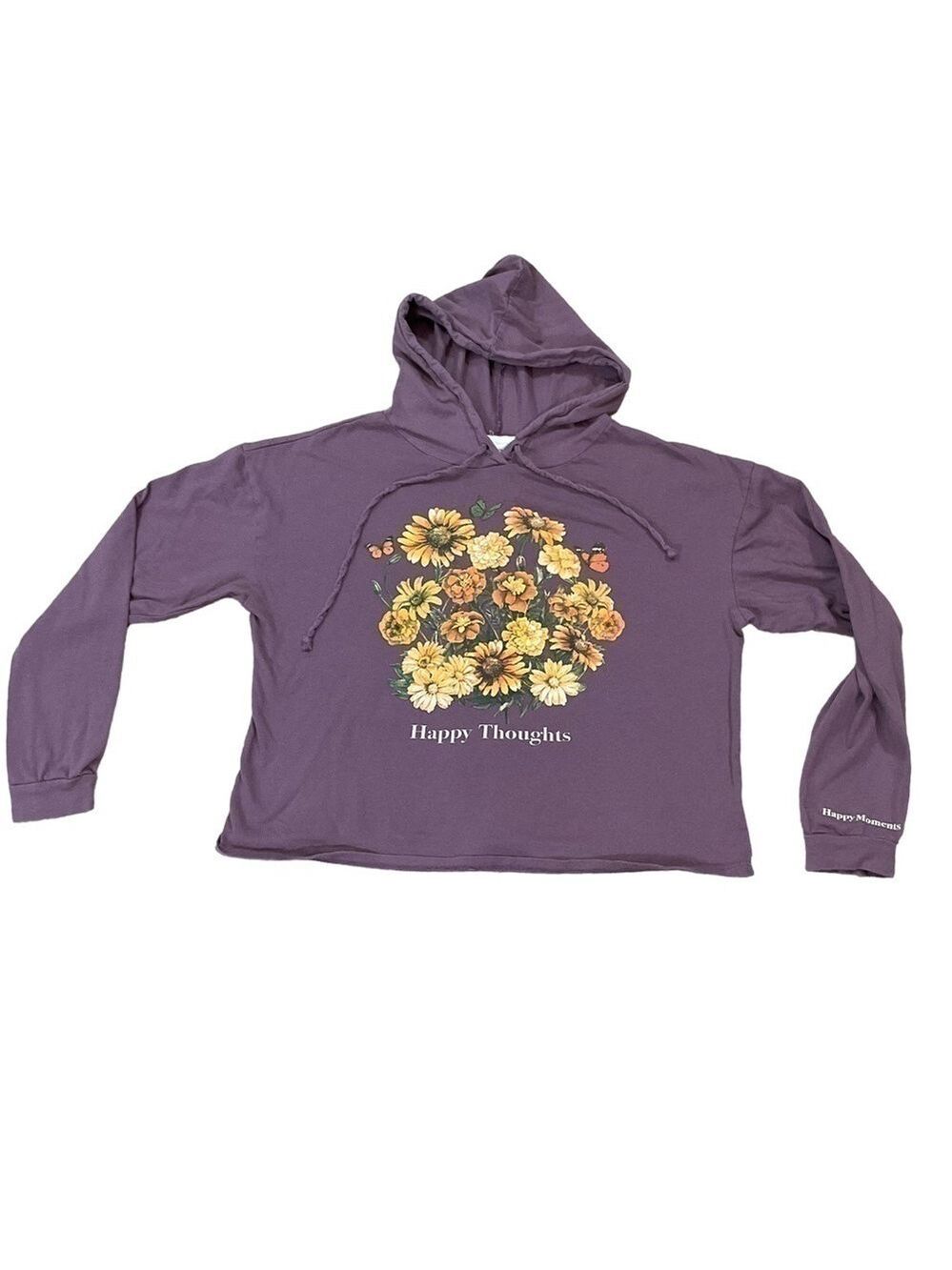 French Pastry Happy Thoughts Happy Moments Cropped Hoodie Floral bouquets Small